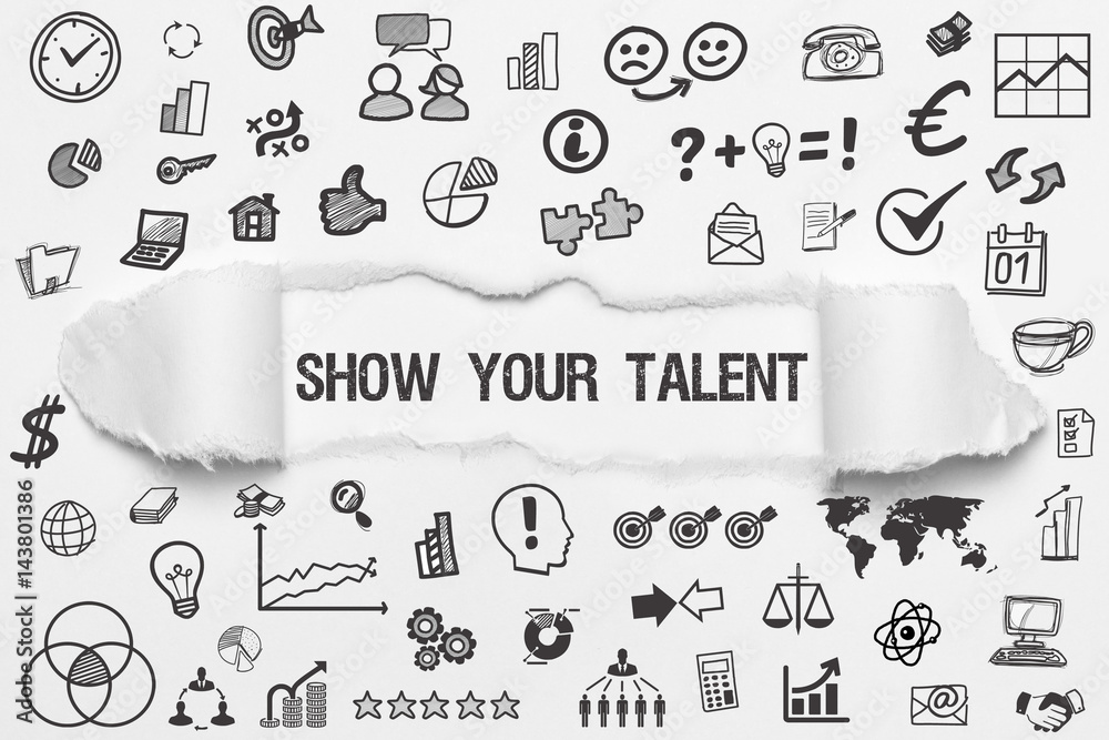 Show your Talent / weißes Papier mit Symbole